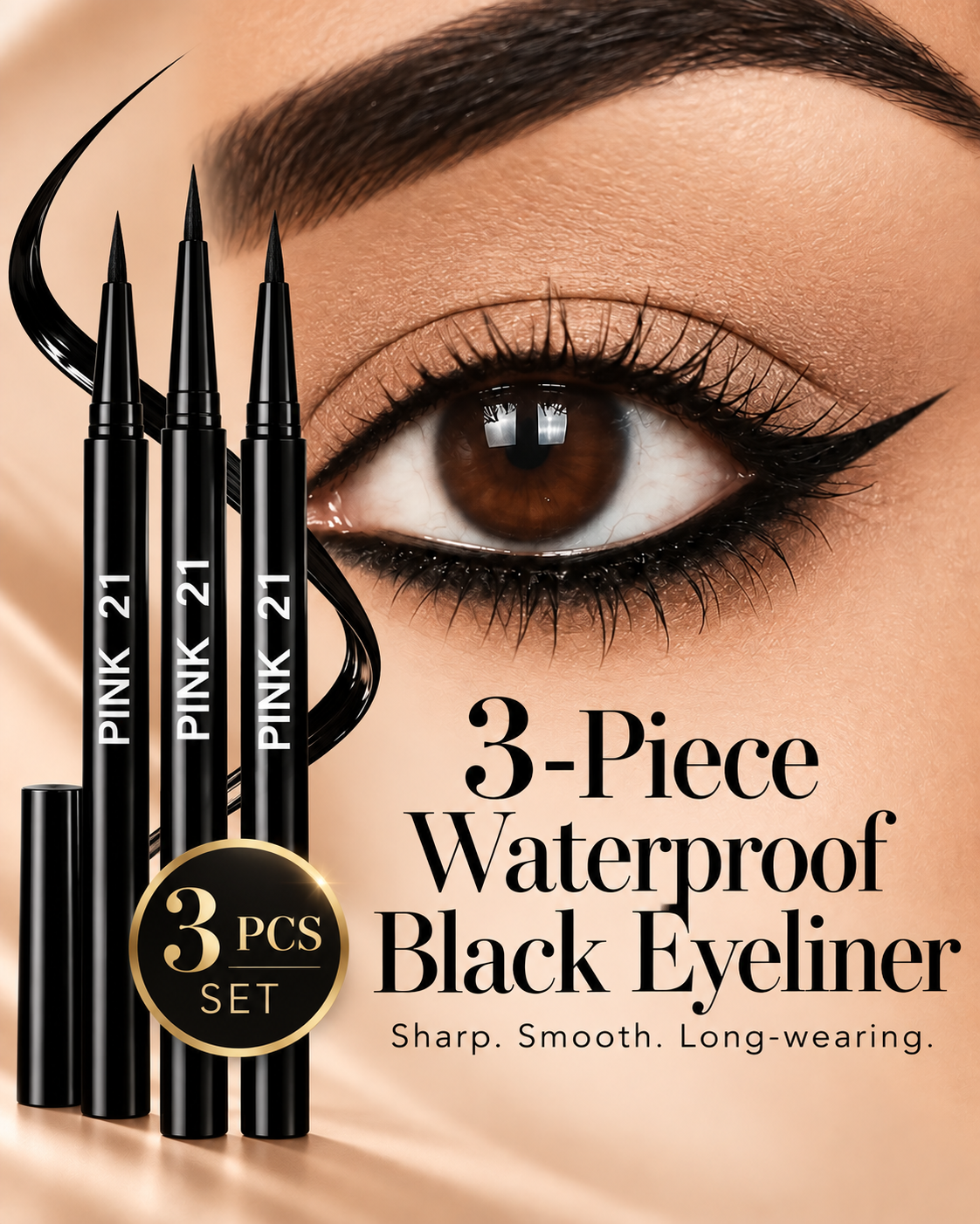 3-Piece Waterproof Eyeliner Set – Smudge-Proof & Easy to Use